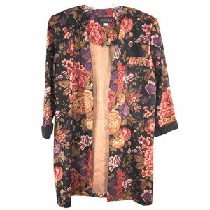 Whimsigoth Floral Long Open Blazer